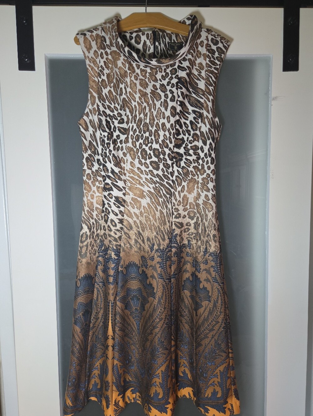 Paul Brial Paris Leopard Animal Print Fit & Flare Midi Dress Mob Wife FrenchChic